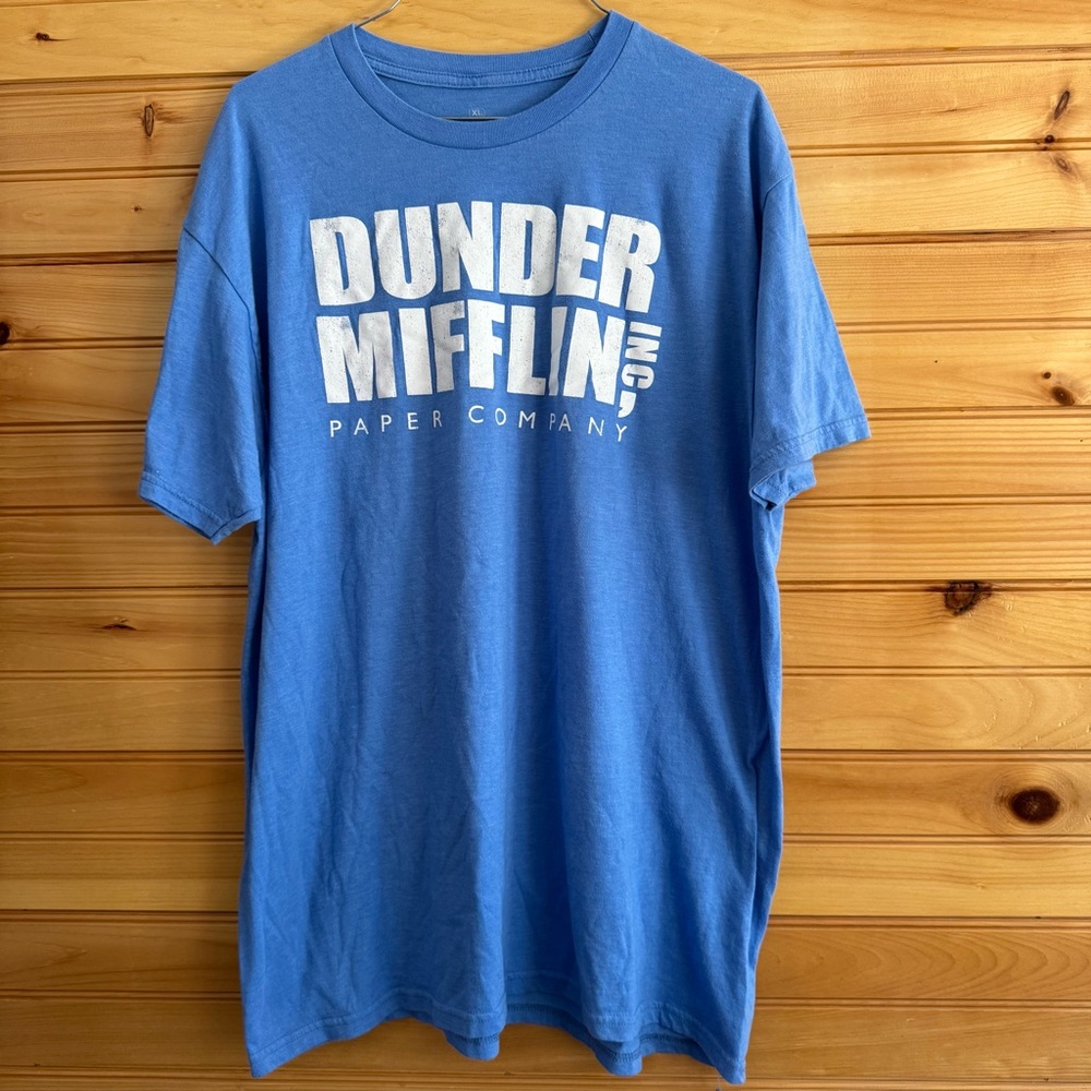 The Office Dunder Mifflin Paper Company Blue Men's T-Shirt Ripple Junction XL